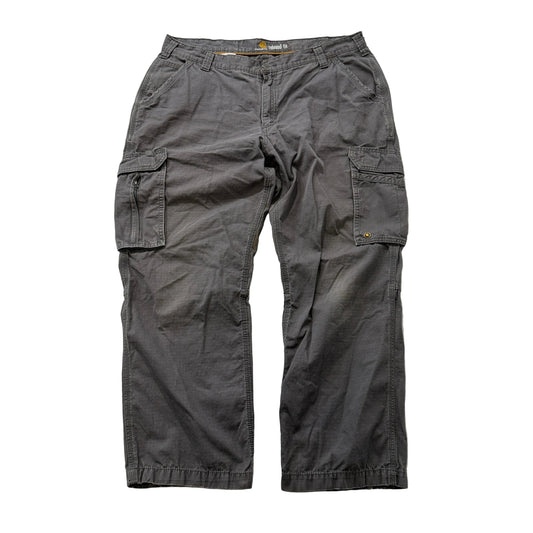 Carhartt Men's Charcoal Grey Relaxed Fit Cargo Pants Pockets Logo Y2K Size W38