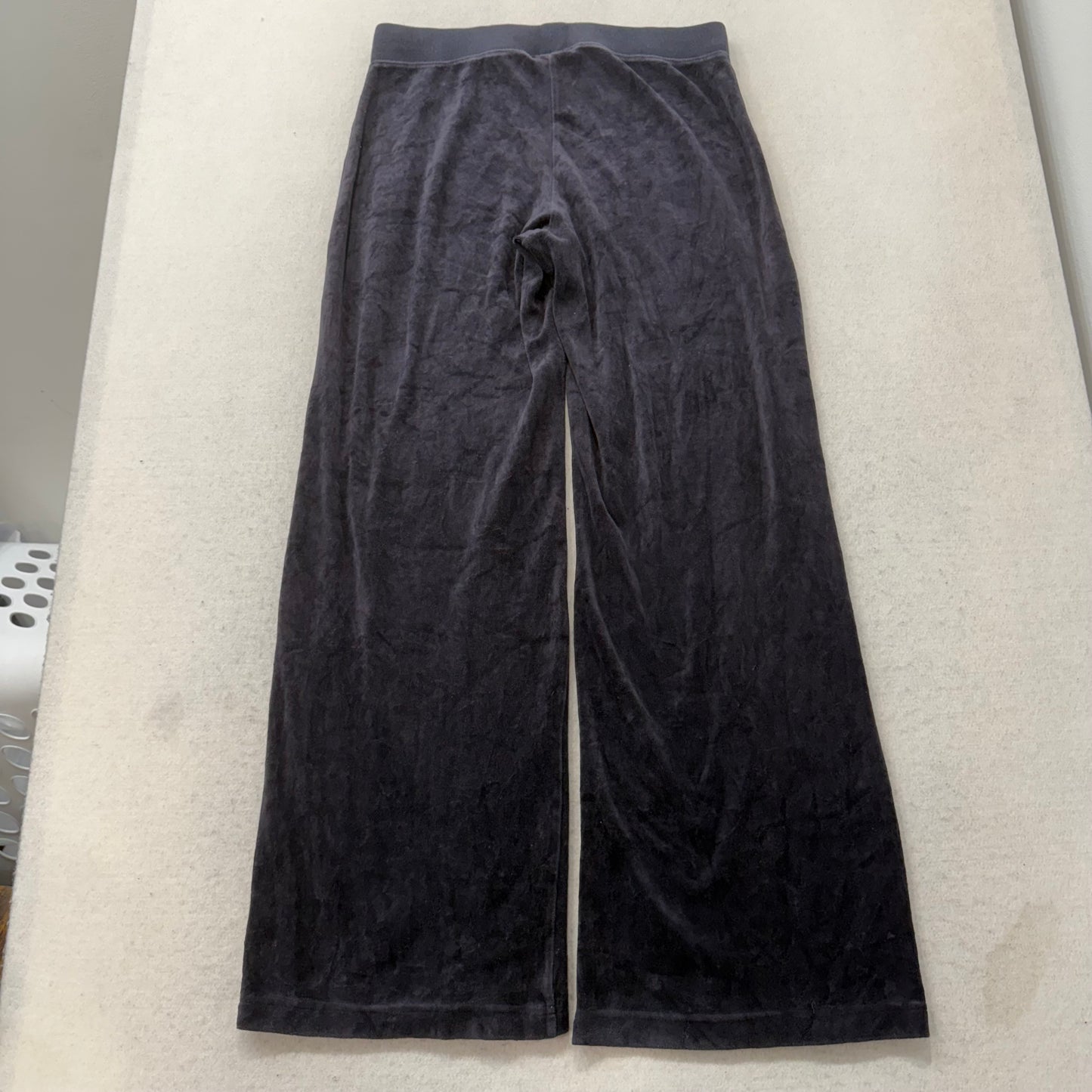 Vintage Juicy Couture Women's Charcoal Velour Flared Wide Leg Track Pant Size S