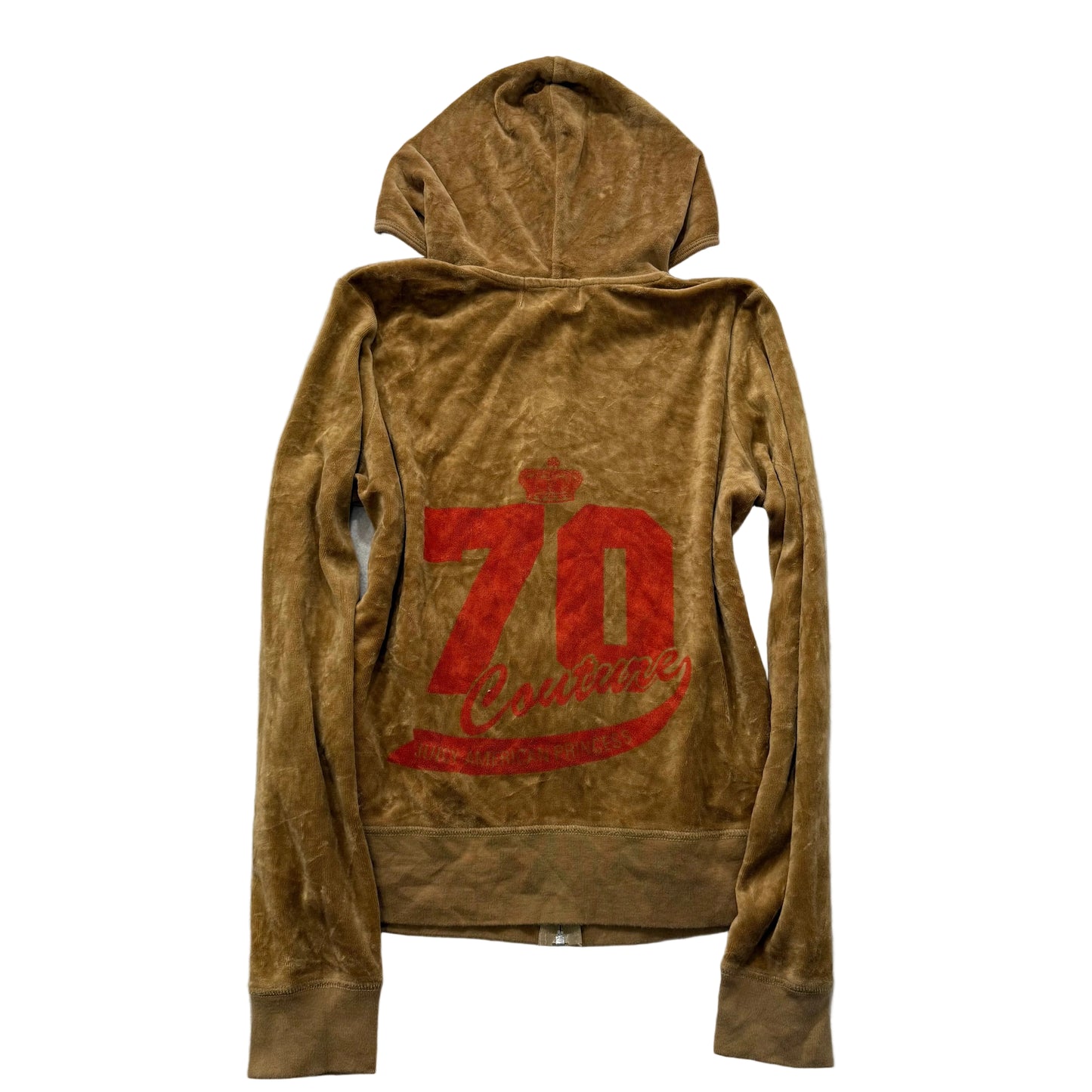 2003 Vintage Juicy Couture Women's Toffee Velour Full Zip Hoodie Graphic Size L
