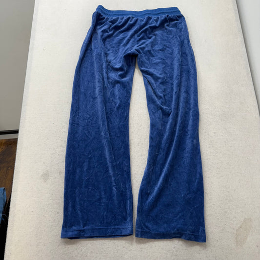 Vintage Juicy Couture Women's Royal Blue Velour Flared Track Pant Preppy Size L