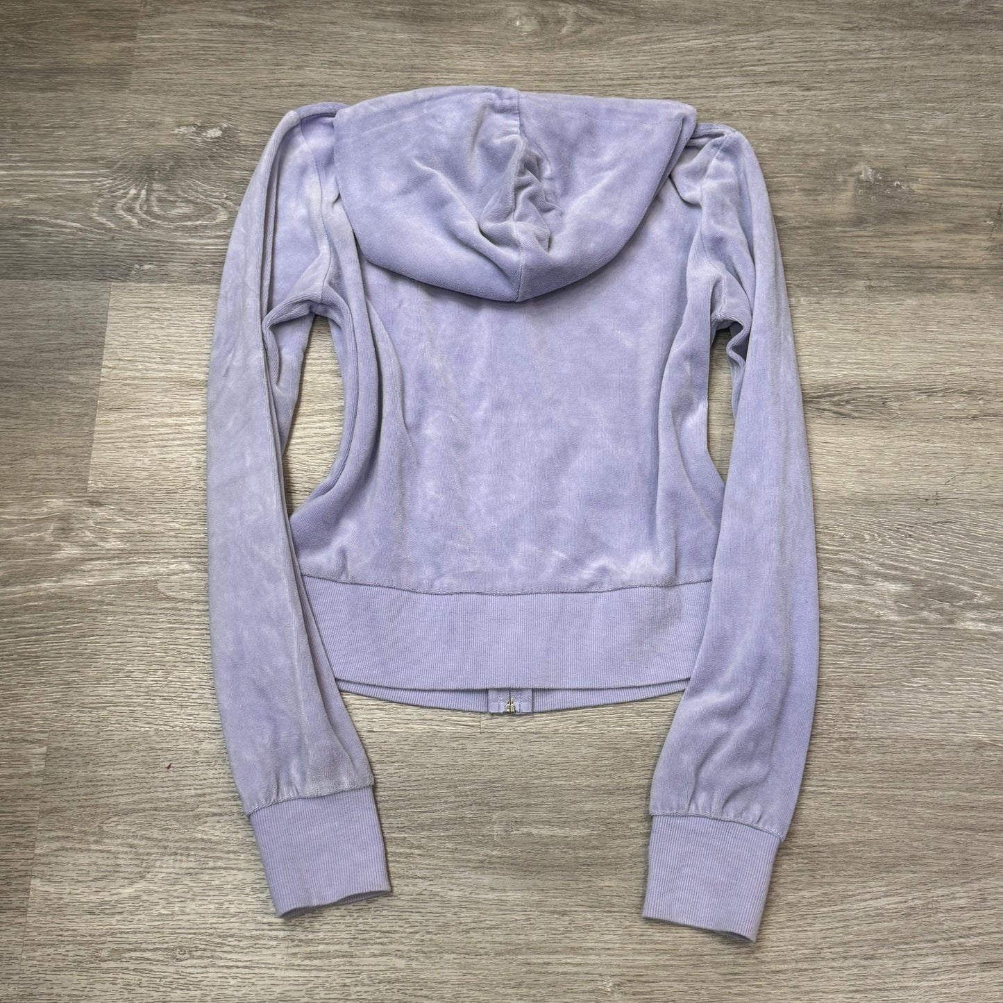 Vintage Juicy Couture Women's Lavender Velour Full Zip Hoodie Drawstring Size S