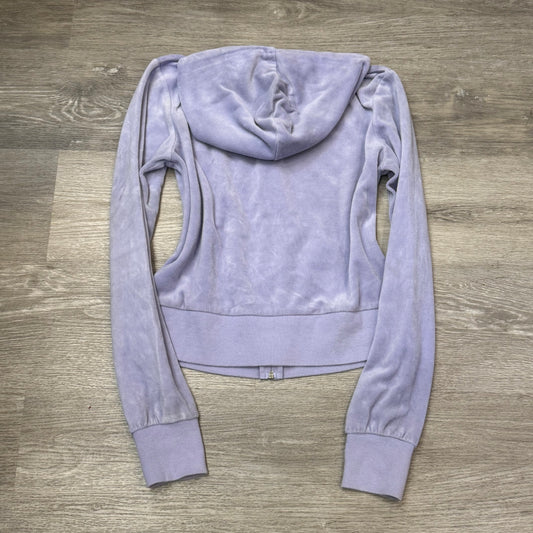 Vintage Juicy Couture Women's Lavender Velour Full Zip Hoodie Drawstring Size S
