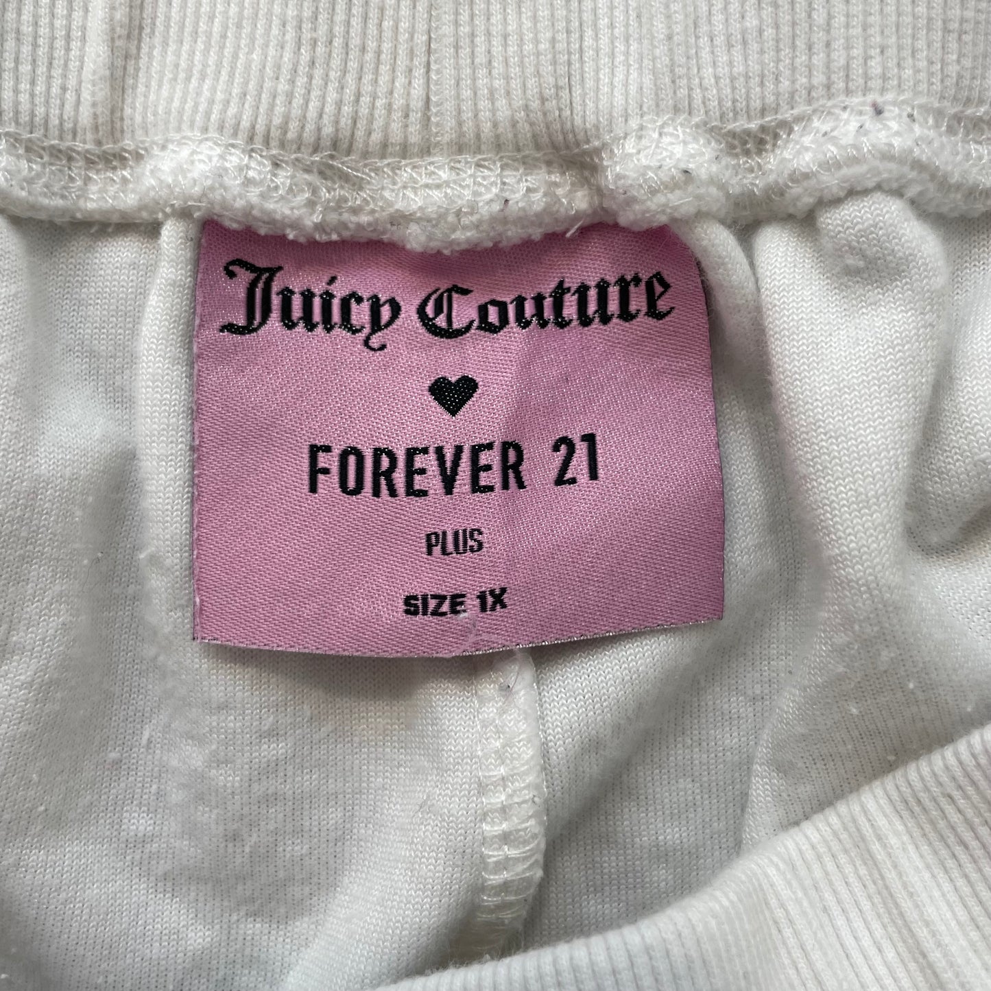 Juicy Couture Forever 21 Women's White Velour Flared Track Pant Pockets Size 1X