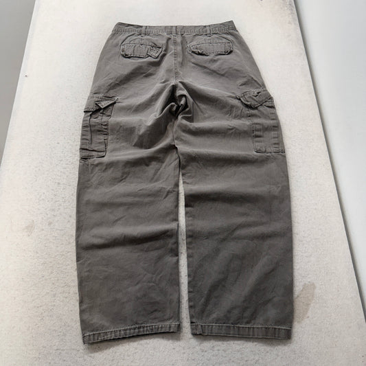 RSQ Mens Gray Loose Fit Canvas Cargo Utility Pant Pockets Baggy Workwear - 32x32