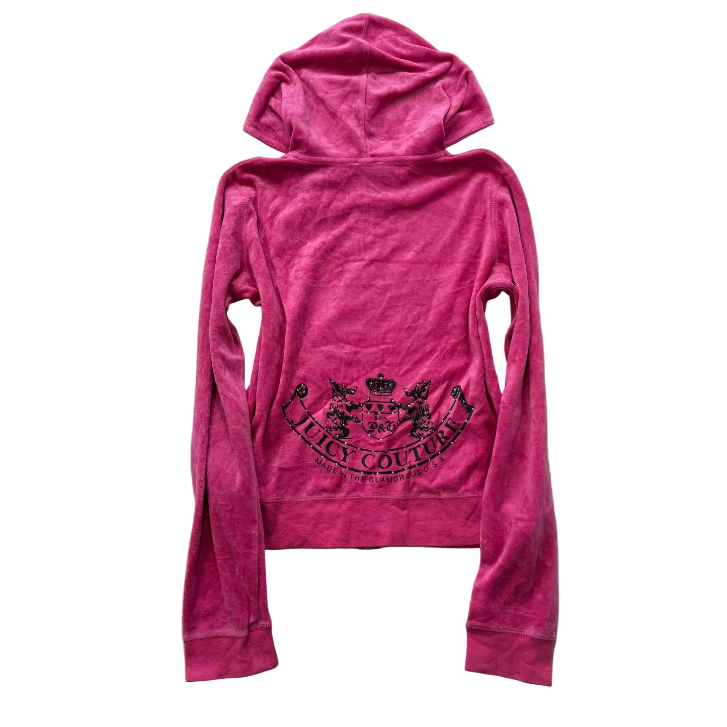 Vintage Juicy Couture Scottie Dogs Women's Pink Velour Zip-Up Hoodie Y2k Size L