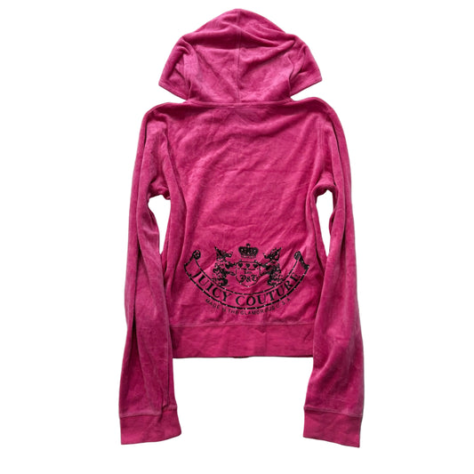 Vintage Juicy Couture Scottie Dogs Women's Pink Velour Zip-Up Hoodie Y2k Size L