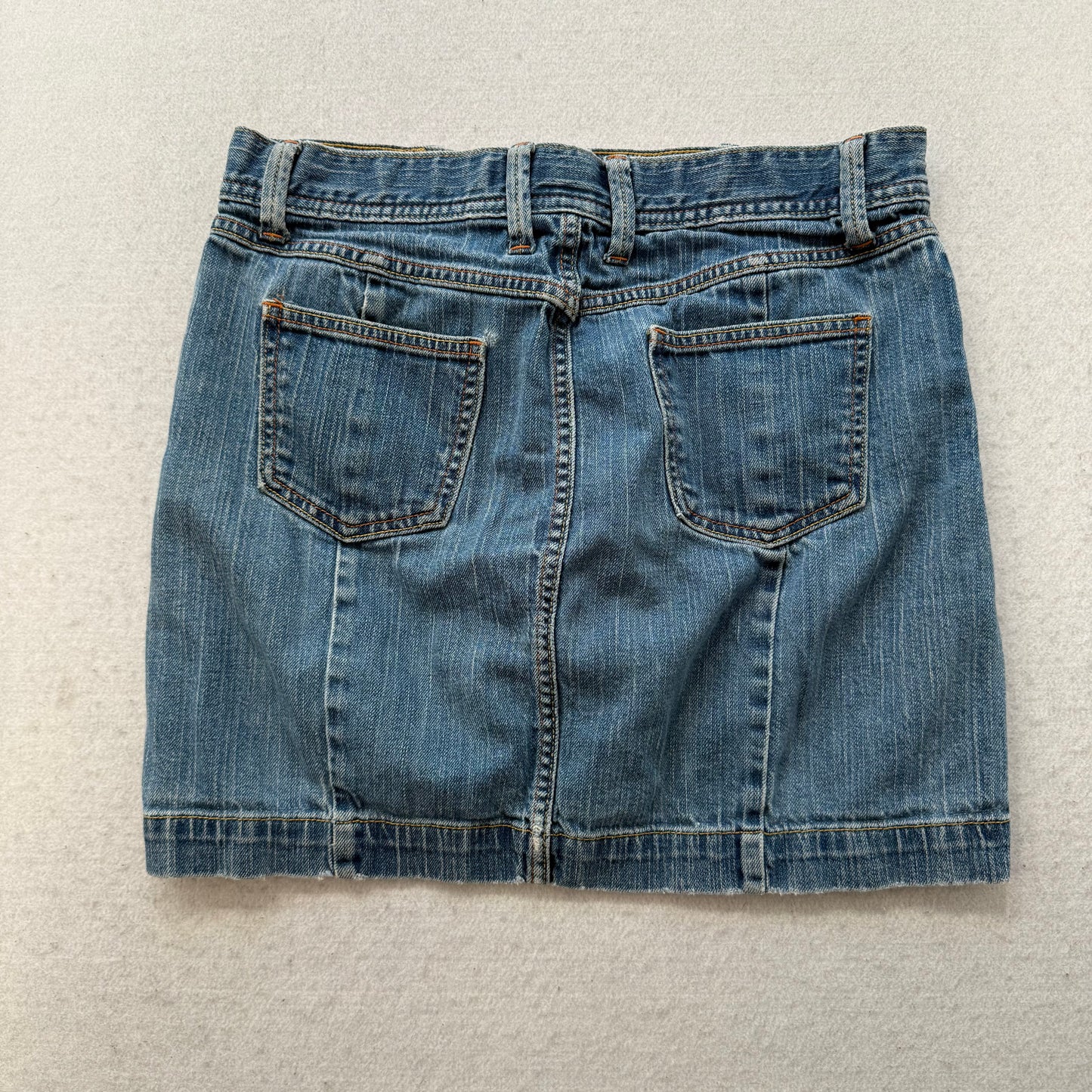 Gap Jeans Women's Blue Denim Straight Cut Mini Skirt Pockets Button Fly Size 8