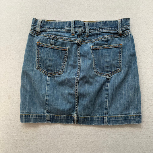 Gap Jeans Women's Blue Denim Straight Cut Mini Skirt Pockets Button Fly Size 8