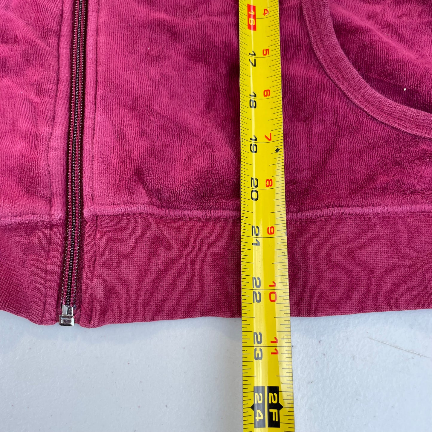 Juicy Couture Women's Hot Pink Velour Zip-Up Hoodie Drawstring Loungewear Size M