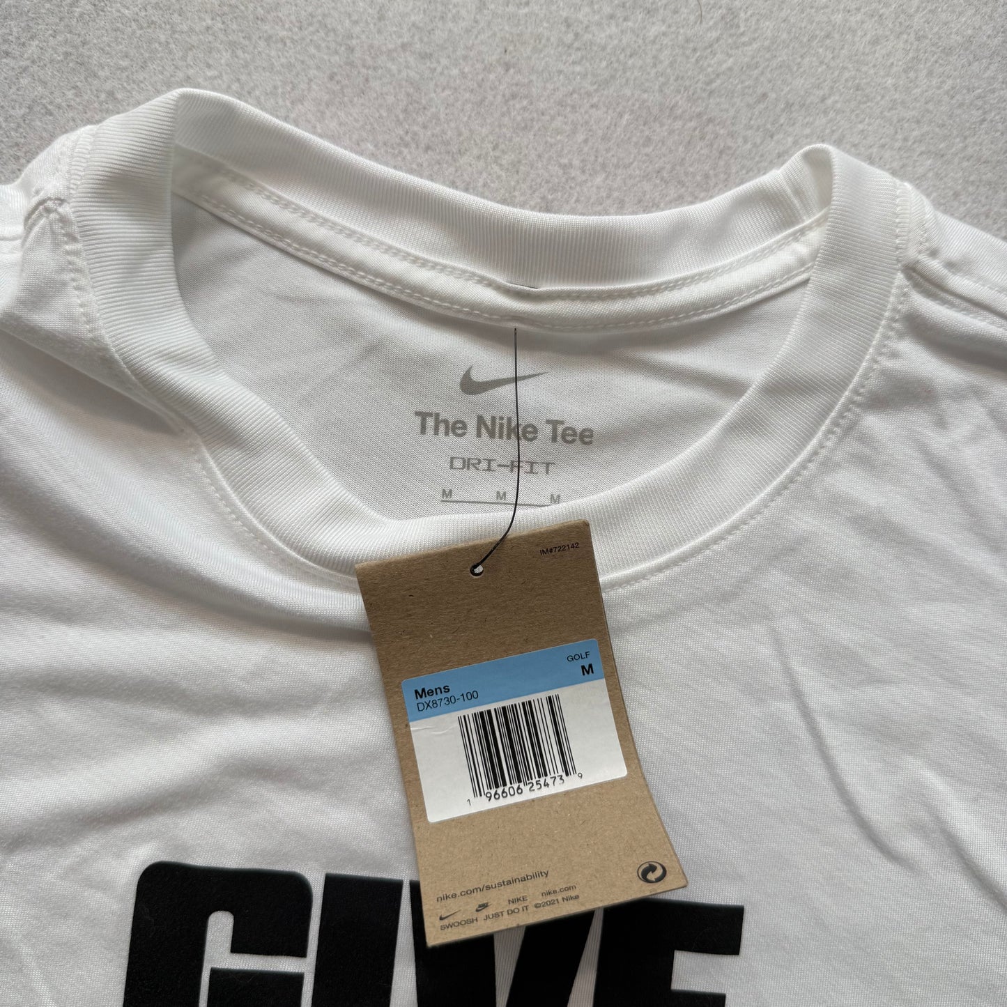 Nike "Give Cancer Hell" Slogan Men's White Crewneck T-Shirt Short Sleeves Size M