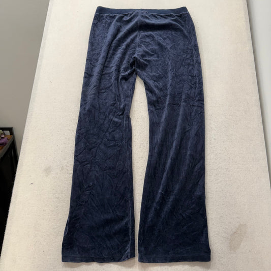 Juicy Couture Women's Navy Blue Velour Flared Track Pant Loungewear Y2K Size XL