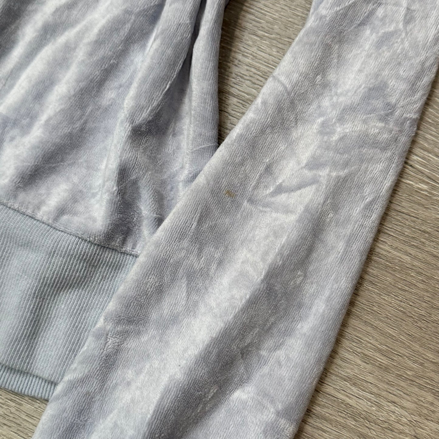 Vintage Juicy Couture Womens Ice Blue Velour Zip-Up Hoodie Drawstring Y2k Size S