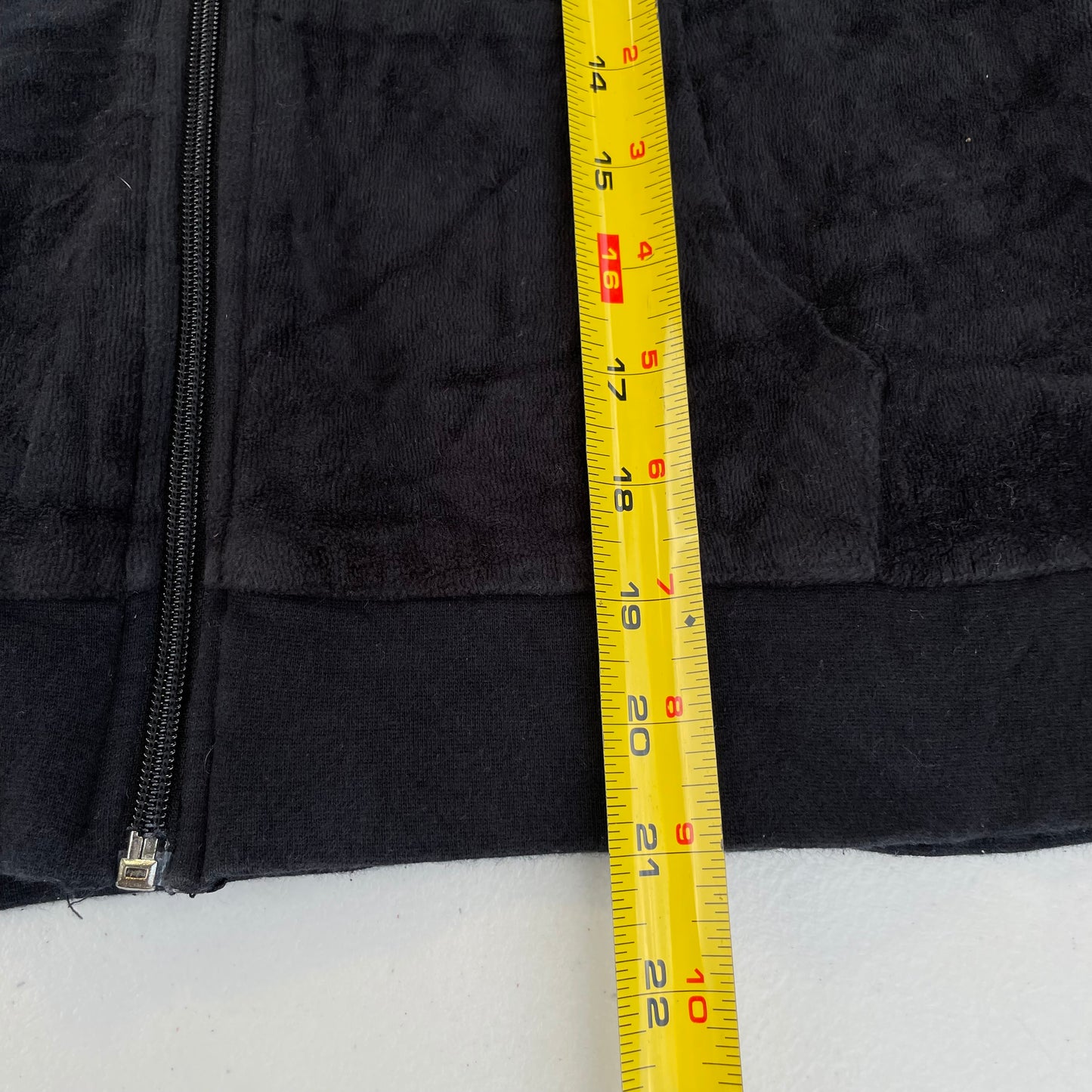 Juicy Couture Women's Black Velour Full Zip Hoodie Drawstring Pockets Y2k Size M