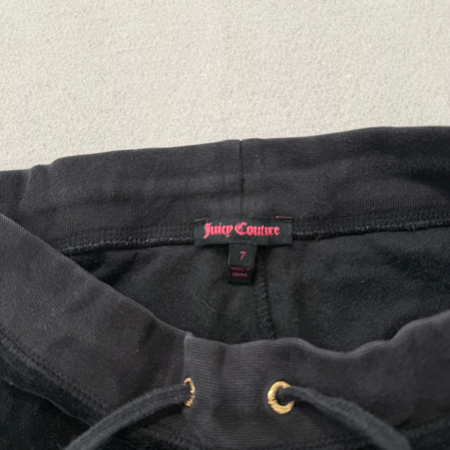 Juicy Couture Women's Black Velour Flared Track Pant Rhinestones Logo Y2K Size 7