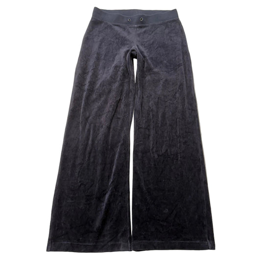 Vintage Juicy Couture Women's Charcoal Velour Flared Wide Leg Track Pant Size S