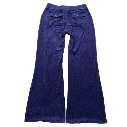 Juicy Couture Women's Purple Terrycloth Flare Track Pant Back Snap Pocket Size M