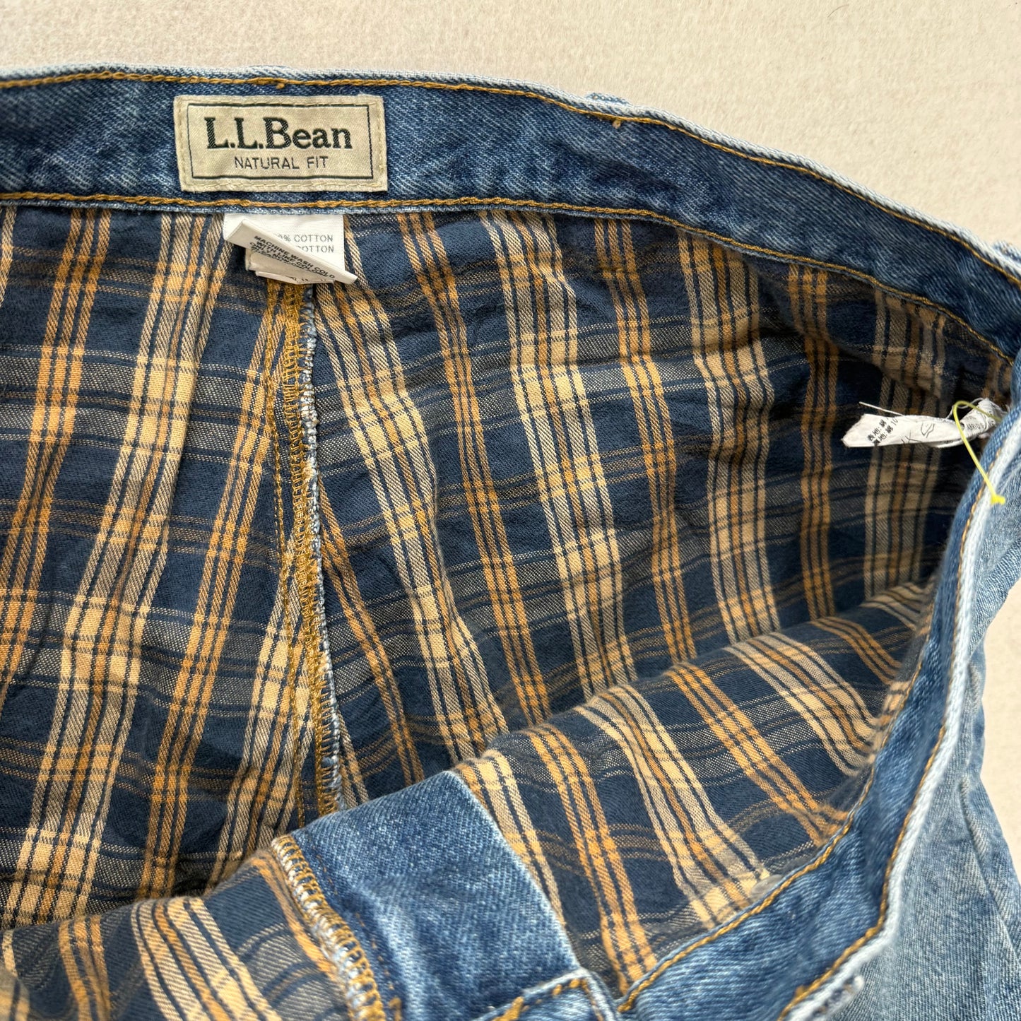 L.L. Bean Blue Denim Flannel Lined Jeans Natural Fit Made in Mexico Size 36x30