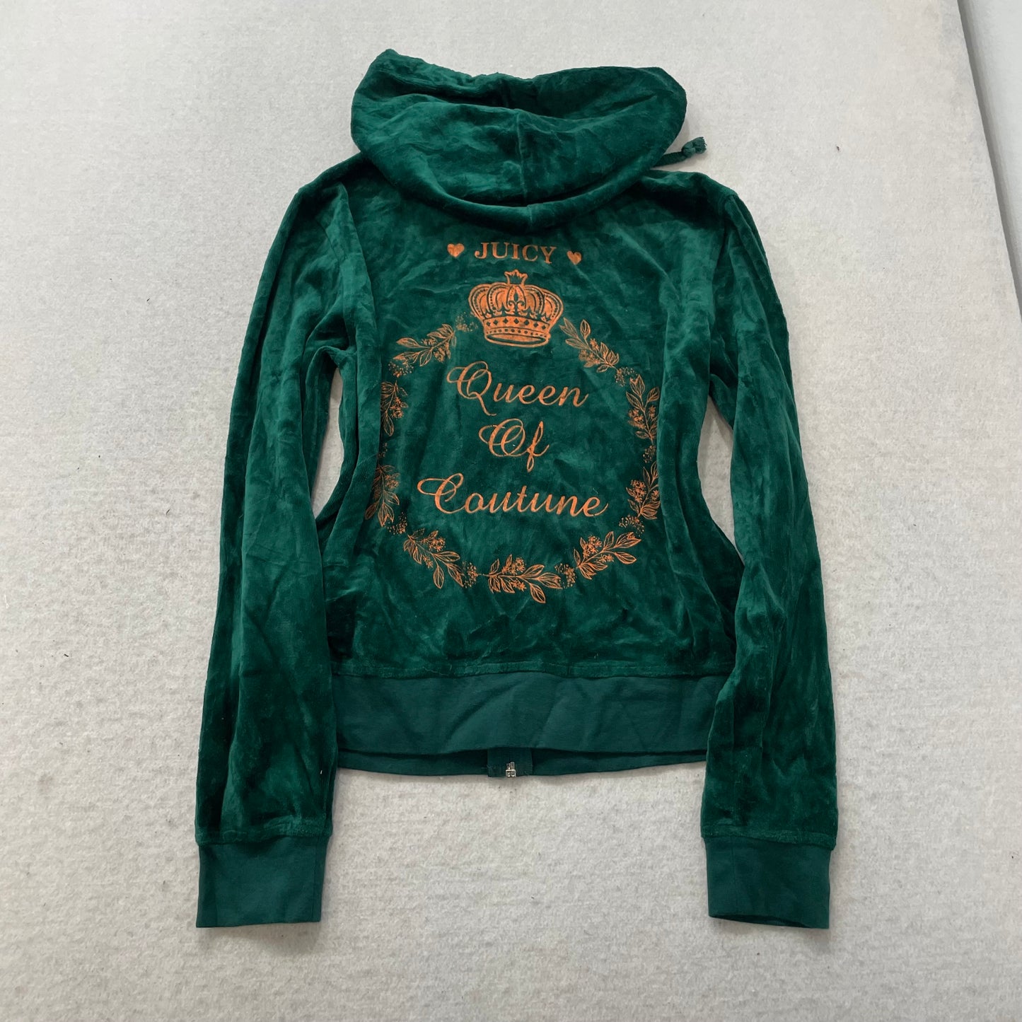Juicy Couture Women's Dark Green Velour Tracksuit Set Hoodie & Pant Size S/L