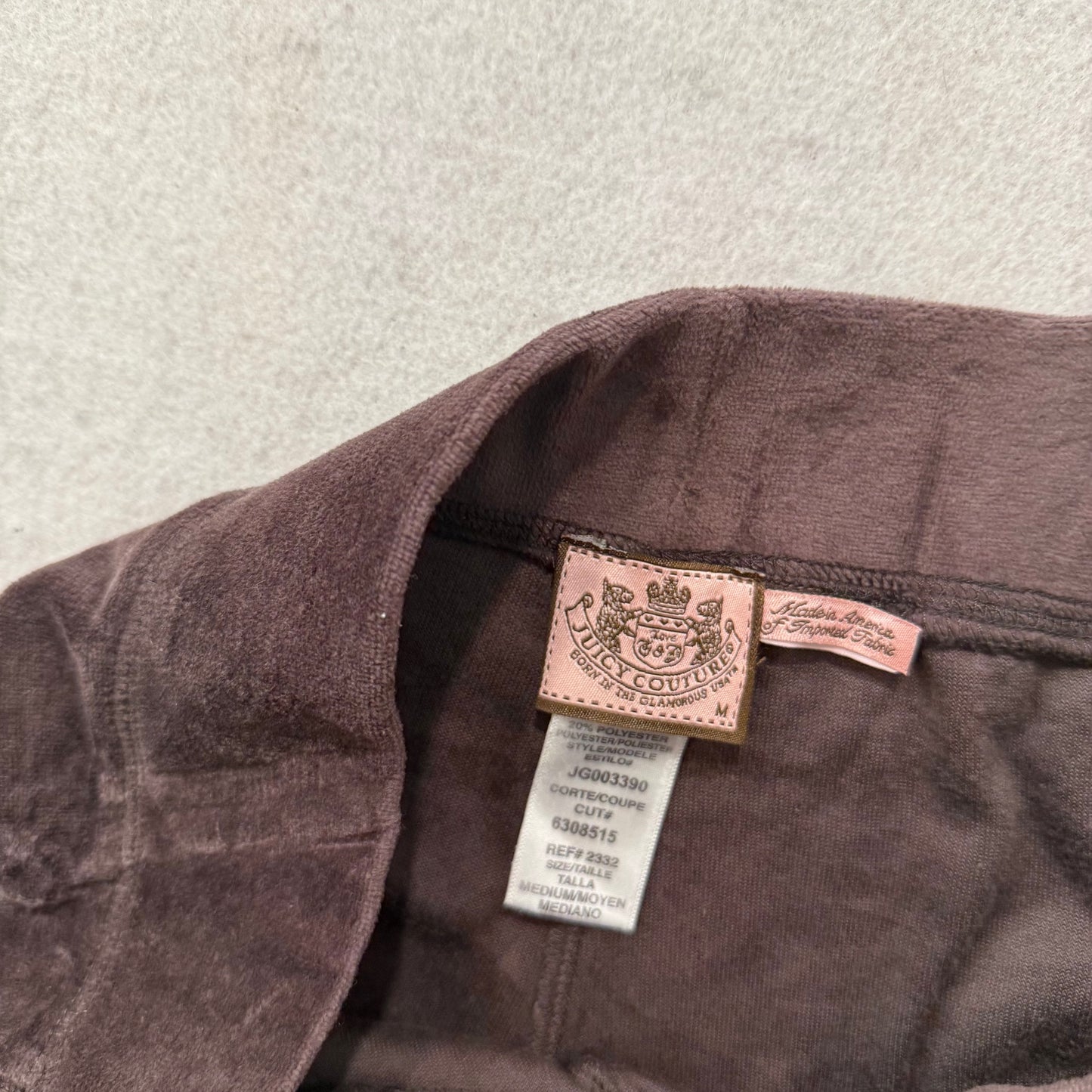 Juicy Couture Brown Velour Tracksuit Set Zip Up Hoodie & Flared Pant Logo Size M