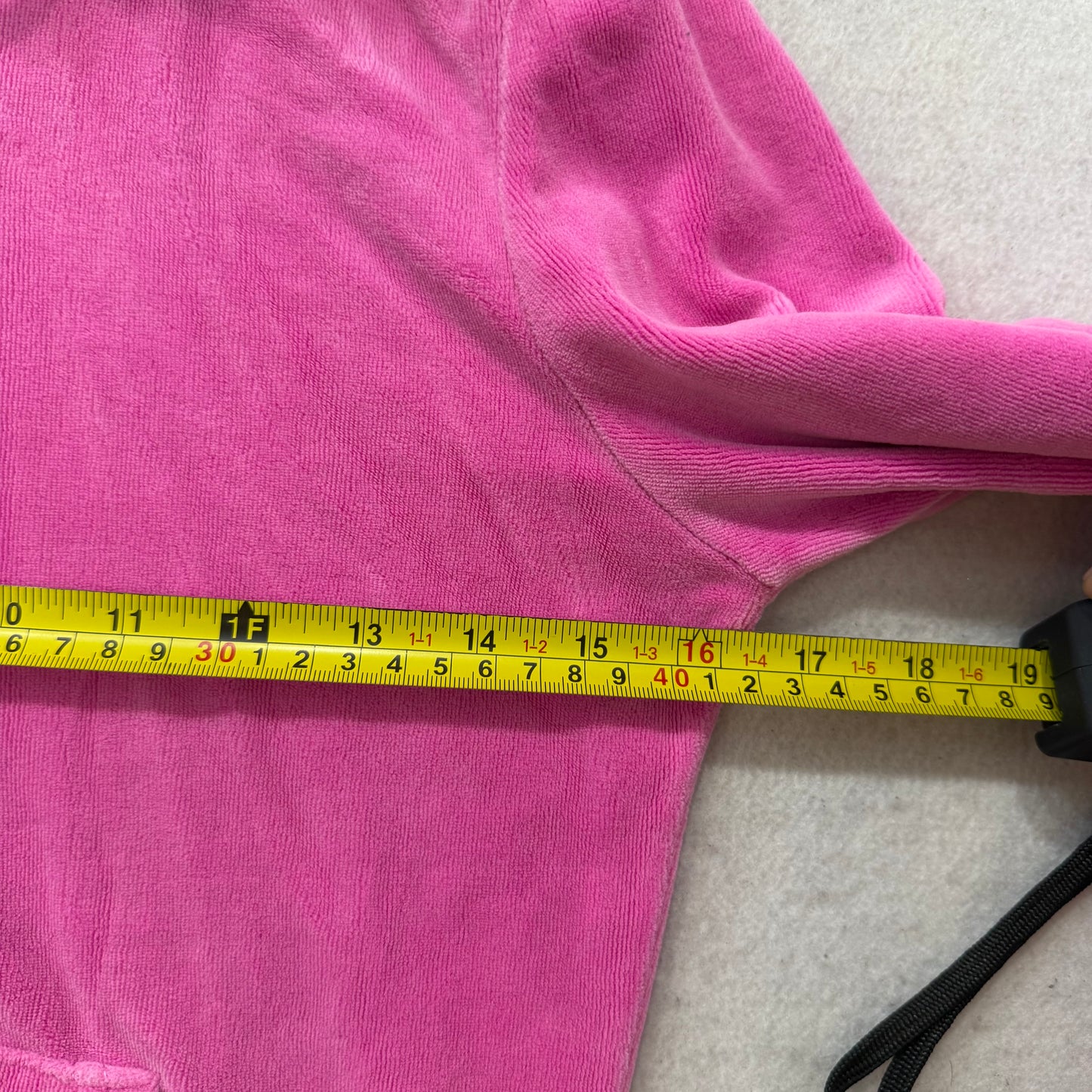 Juicy Couture Hot Pink Velour Zip-Up Hoodie Faux Fur Hood with Pom-Poms Size S