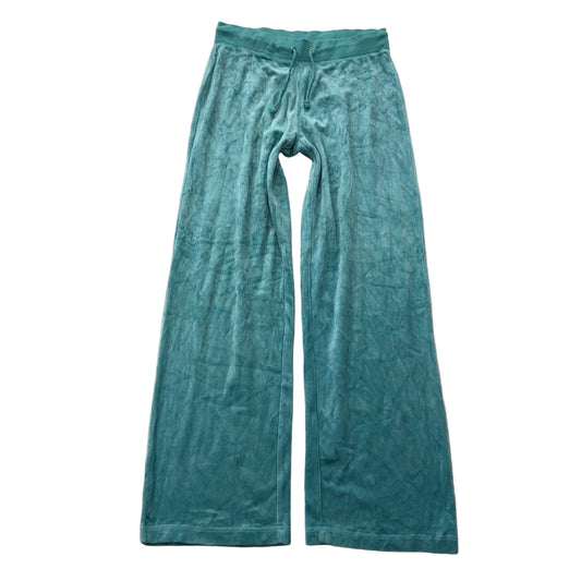 Juicy Couture Turquoise Velour Flared Track Pants Drawstring Low Rise Size XL