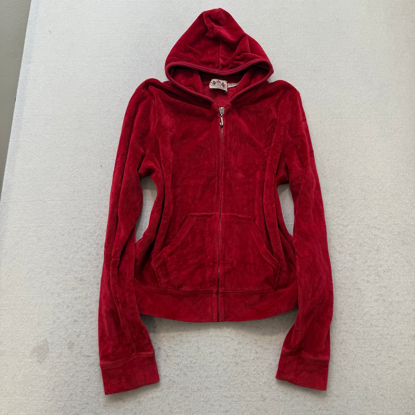 Juicy Couture Women Maroon Zip-Up Hoodie & Drawstring Pants Tracksuit Set Size S