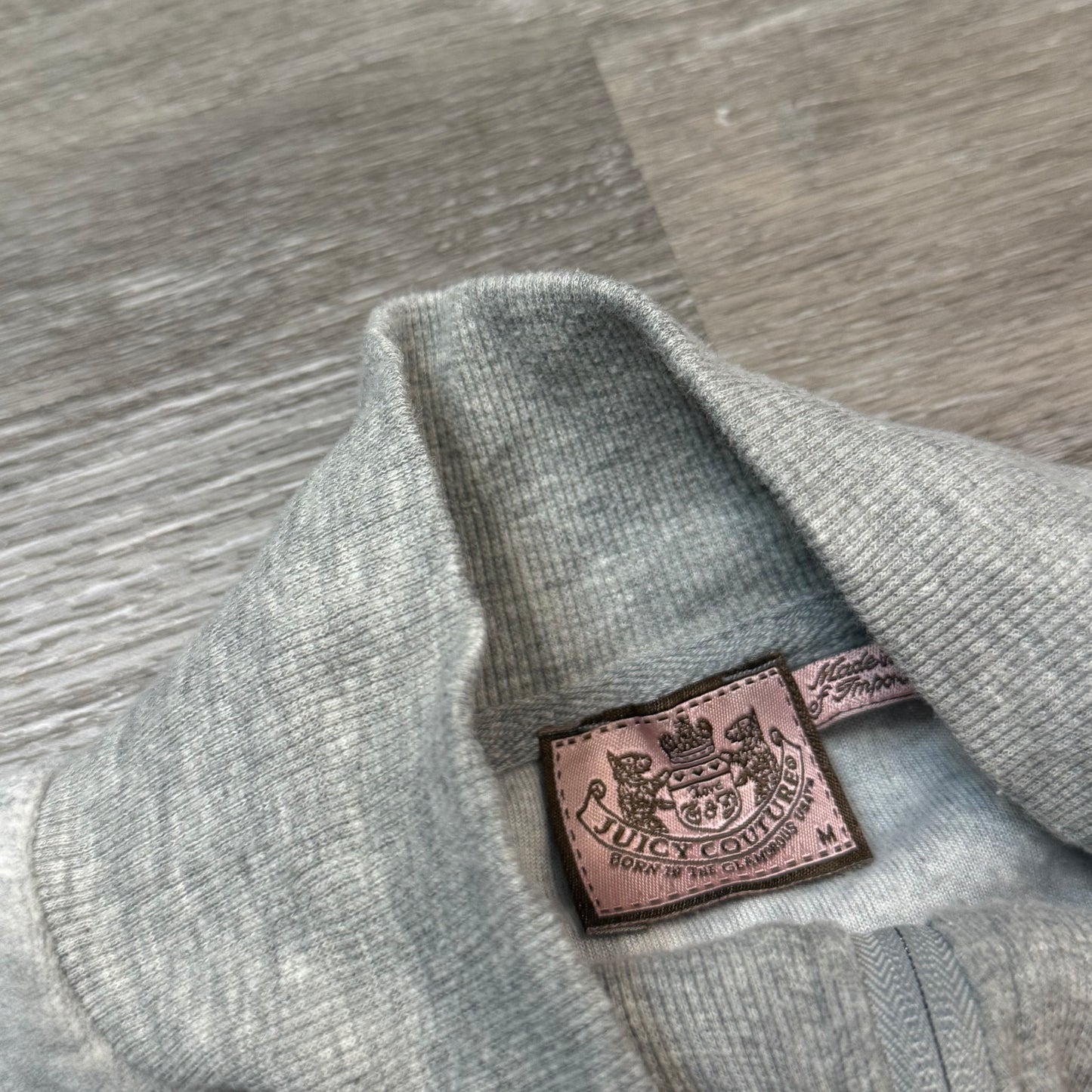 Juicy Couture Women's Heather Grey Velour Zip-Up Track Jacket Mock Neck Size M