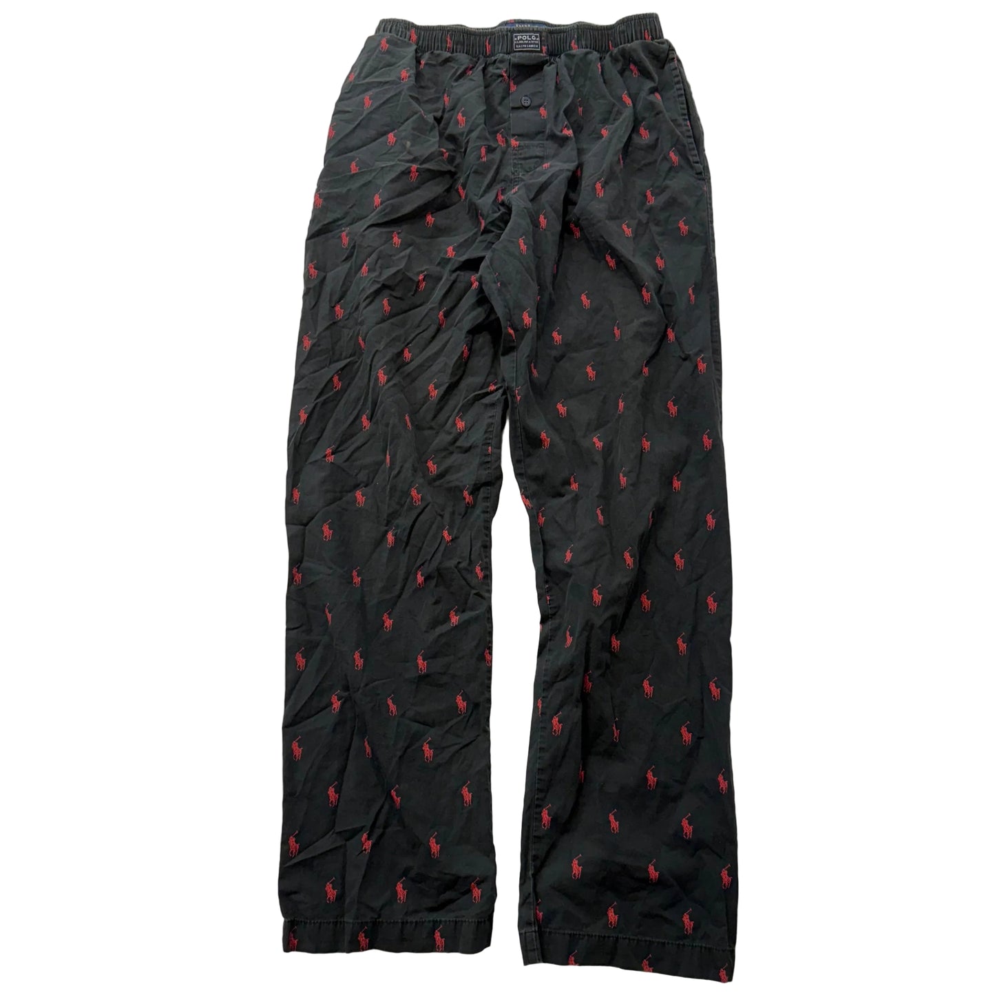 Polo Ralph Lauren Men's Black Red Allover Pony Pajama Pants Sleepwear Size M