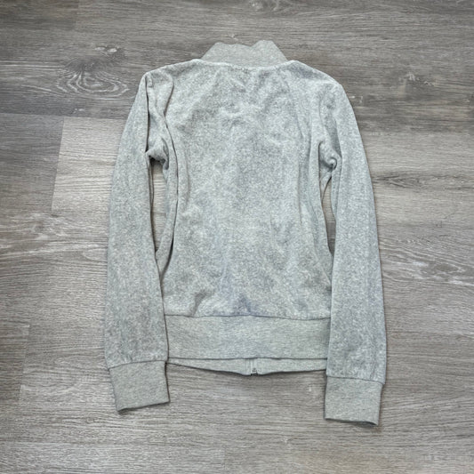 Juicy Couture Women's Heather Grey Velour Zip-Up Track Jacket Mock Neck Size M