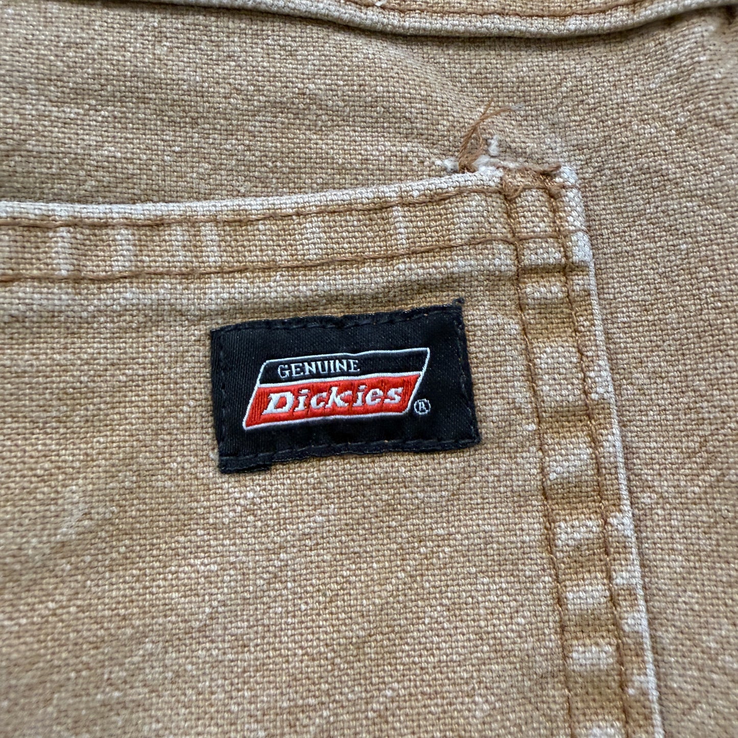 Genuine Dickies Men's Khaki Relaxed Fit Carpenter Pants Pockets Logo Size W34