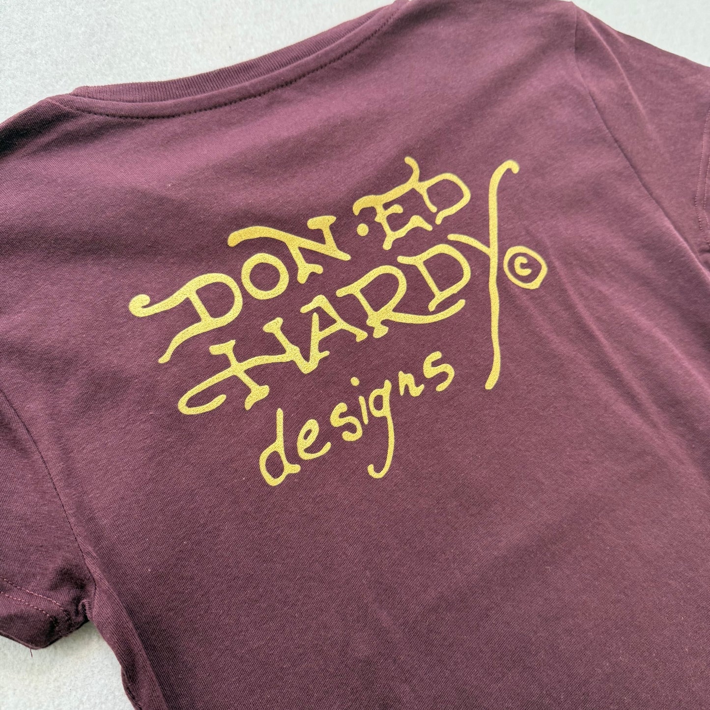 ED HARDY “Death Before Dishonor” BURGUNDY CAP SLEEVE BABY TEE