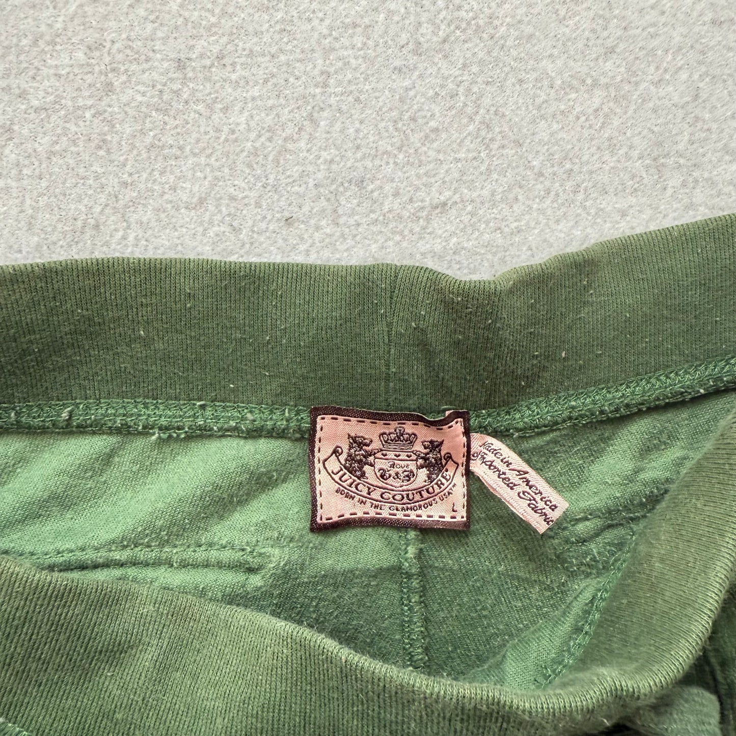 Vintage Juicy Couture Women's Green Velour Flared Track Pants Drawstring Size L