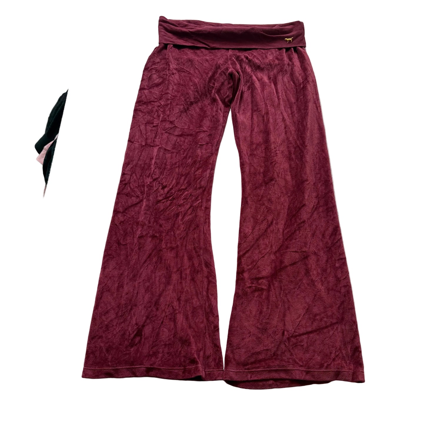 2006 Victoria's Secret PINK Women's Maroon Velour Flared Track Pant Logo Size M