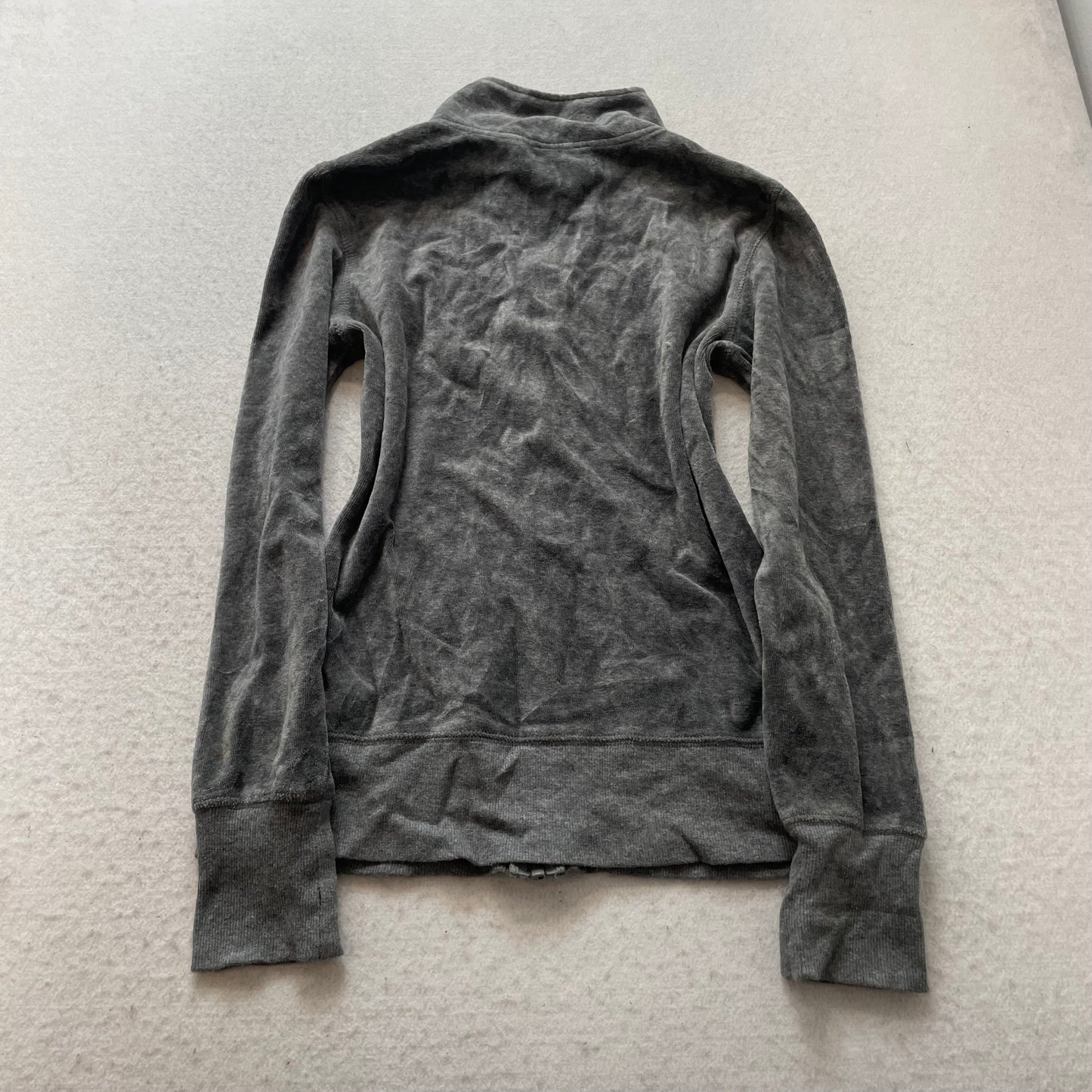 Vintage Juicy Couture Women's Gray Velour Zip-Up Track Jacket Long Sleeve Size S