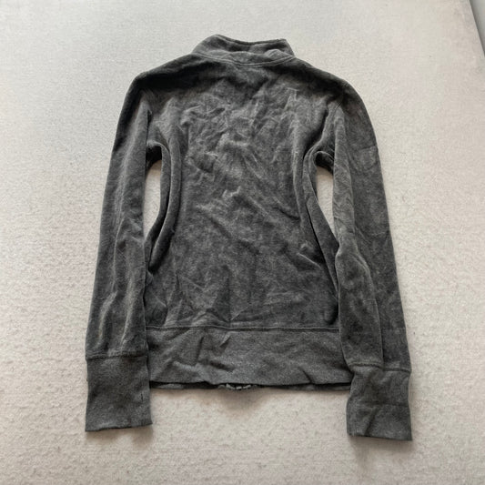 Vintage Juicy Couture Women's Gray Velour Zip-Up Track Jacket Long Sleeve Size S