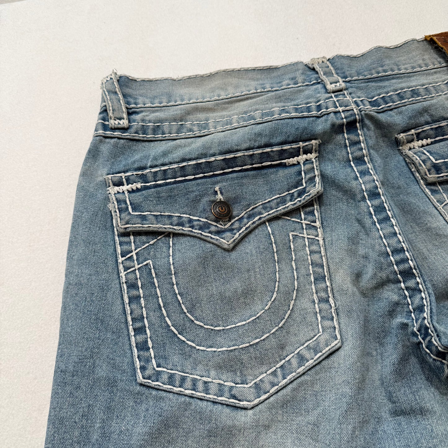 Rare True Religion Super T Ricky Men's Blue Straight Jeans Made In USA Size 38
