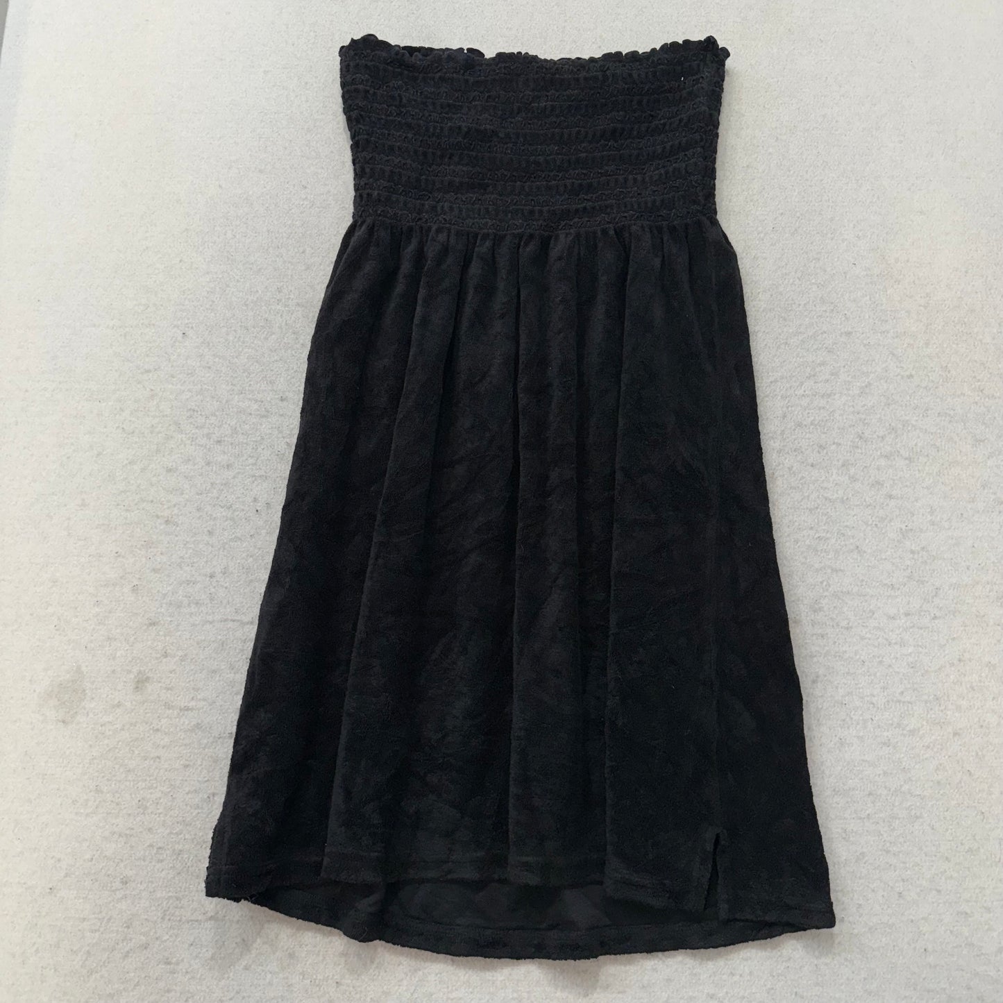 Juicy Couture Women's Black Terry Cloth Smocked Tube Dress Strapless Y2k Size M