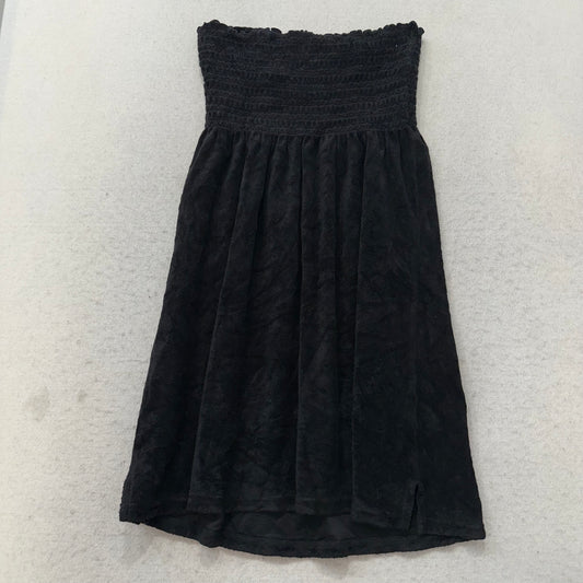 Juicy Couture Women's Black Terry Cloth Smocked Tube Dress Strapless Y2k Size M