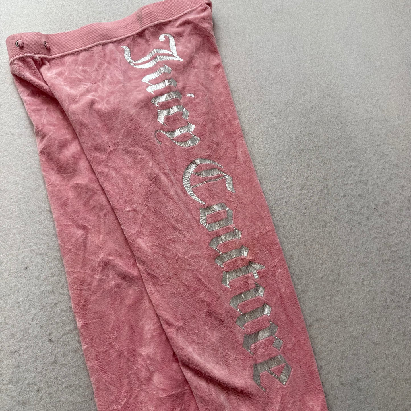 Juicy Couture Women's Pink Velour Flared Track Pant Drawstring Logo Y2K Size 14
