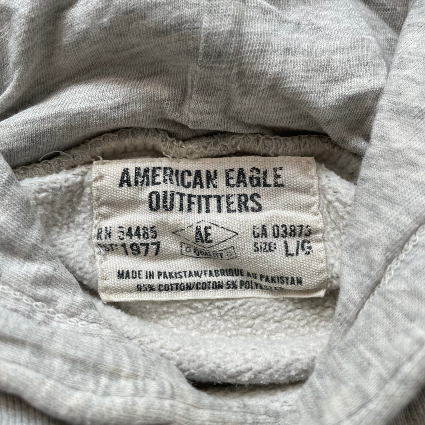 Vintage American Eagle Outfitters Men Grey Fleece Pullover Hoodie Drawstring - L