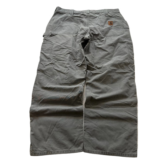 Carhartt B151 FAT Men's Gray Canvas Wide Dungaree Fit Carpenter Pants Size 38x30