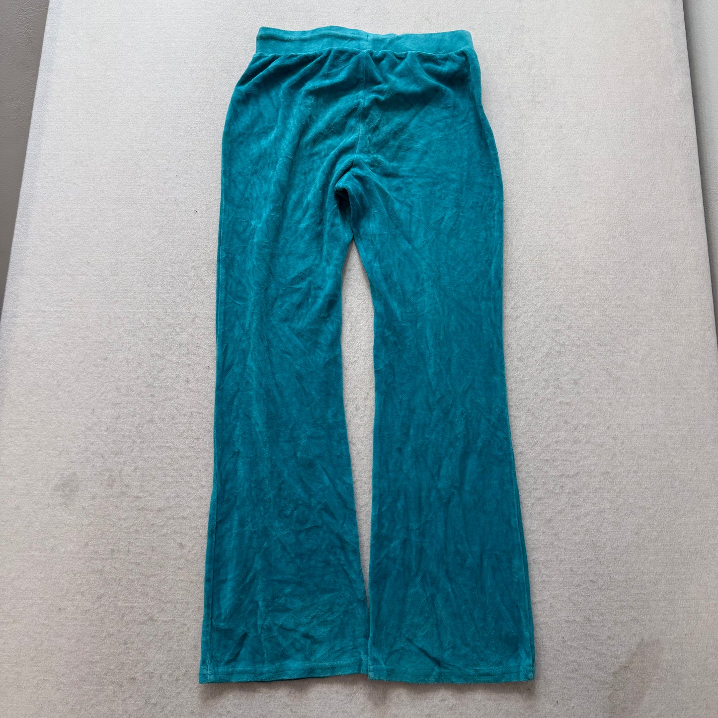 Juicy Couture Women's Teal Blue Velour Flared Track Pant Loungewear Y2K Size S