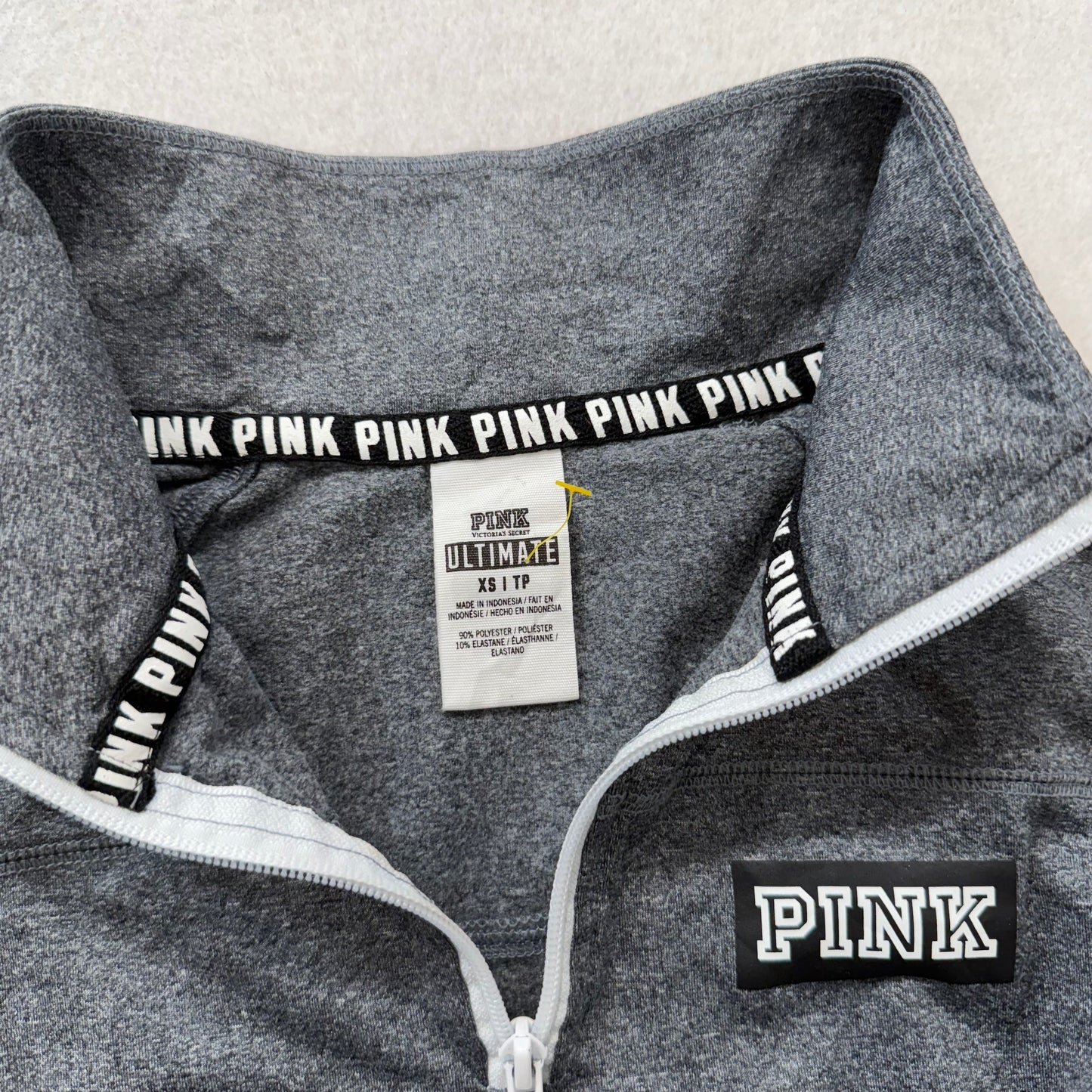 Vintage Victoria’s Secret PINK Gray Quarter Zip Pullover Athletic Top Size XS