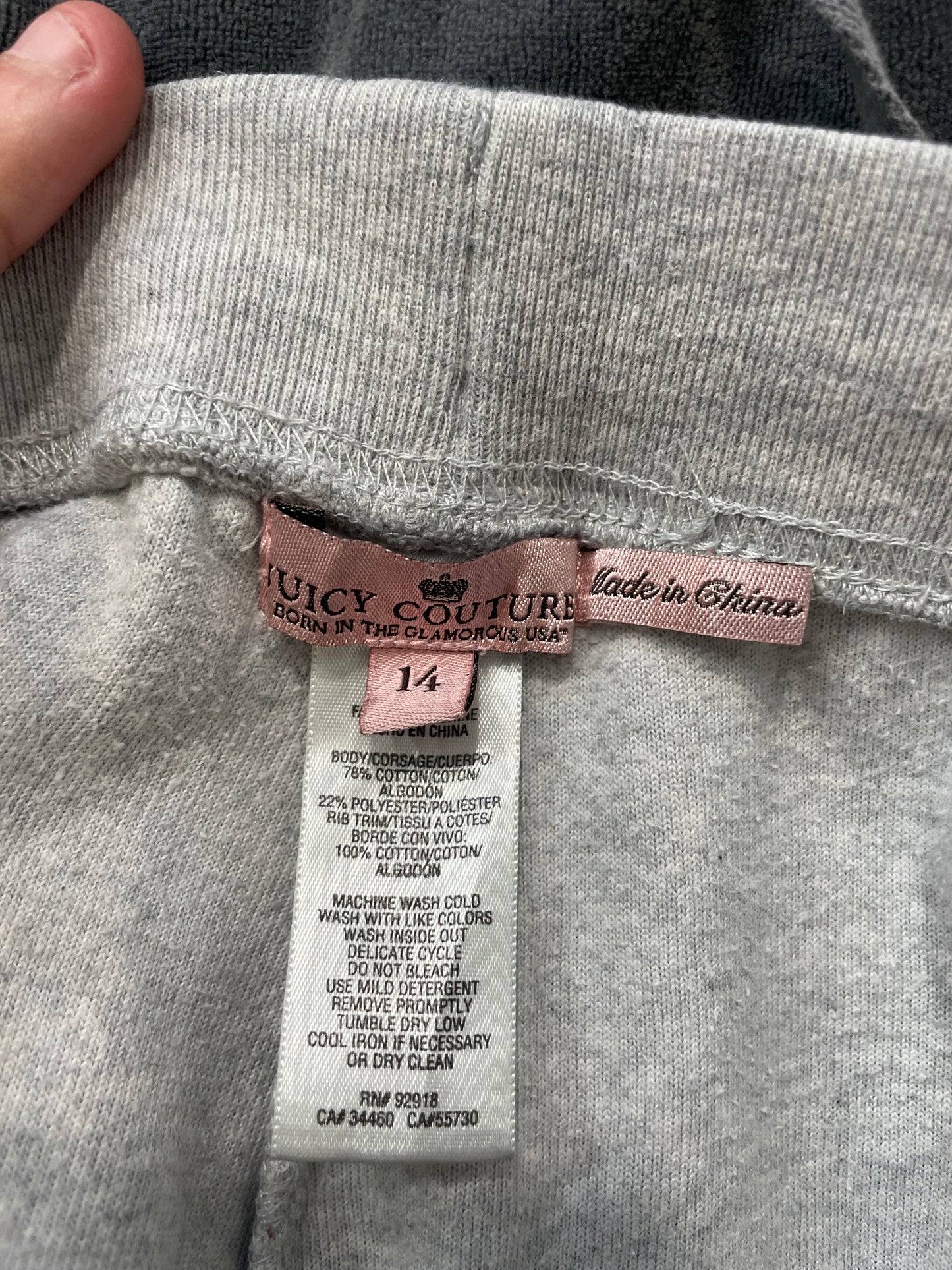 Juicy Couture Women's Heather Gray Velour Flared Track Pant Logo Preppy Size 14