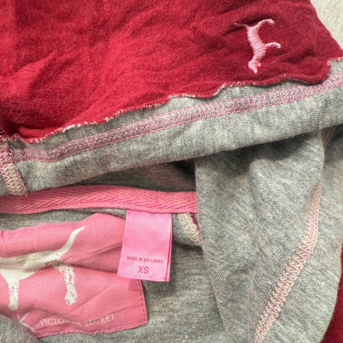 PINK Victoria's Secret Women Deep Ruby Velour Zip Up Hoodie Graphic Logo Size XS