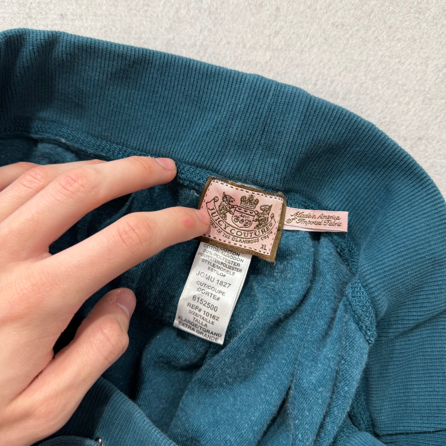 Juicy Couture Women's Teal Blue Velour Flared Track Pants Low Rise Size XL