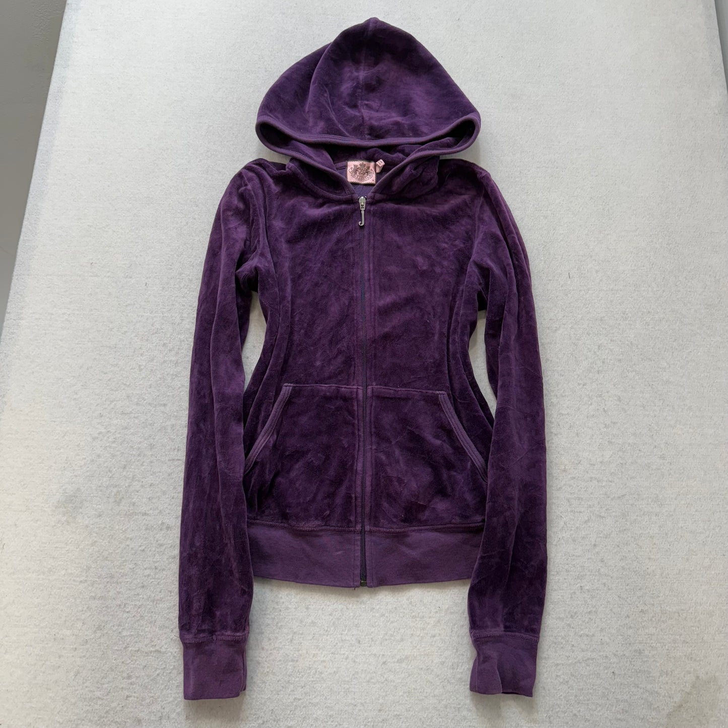 Juicy Couture Scottie Dogs Women's Purple Velour Zip-Up Hoodie Rhinestone Size M