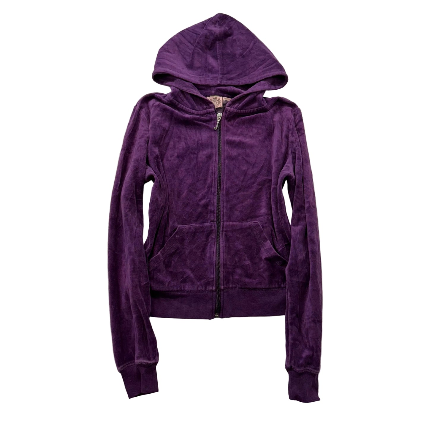 Vintage Juicy Couture Women's Deep Purple Velour Zip Up Hoodie Loungewear Size S