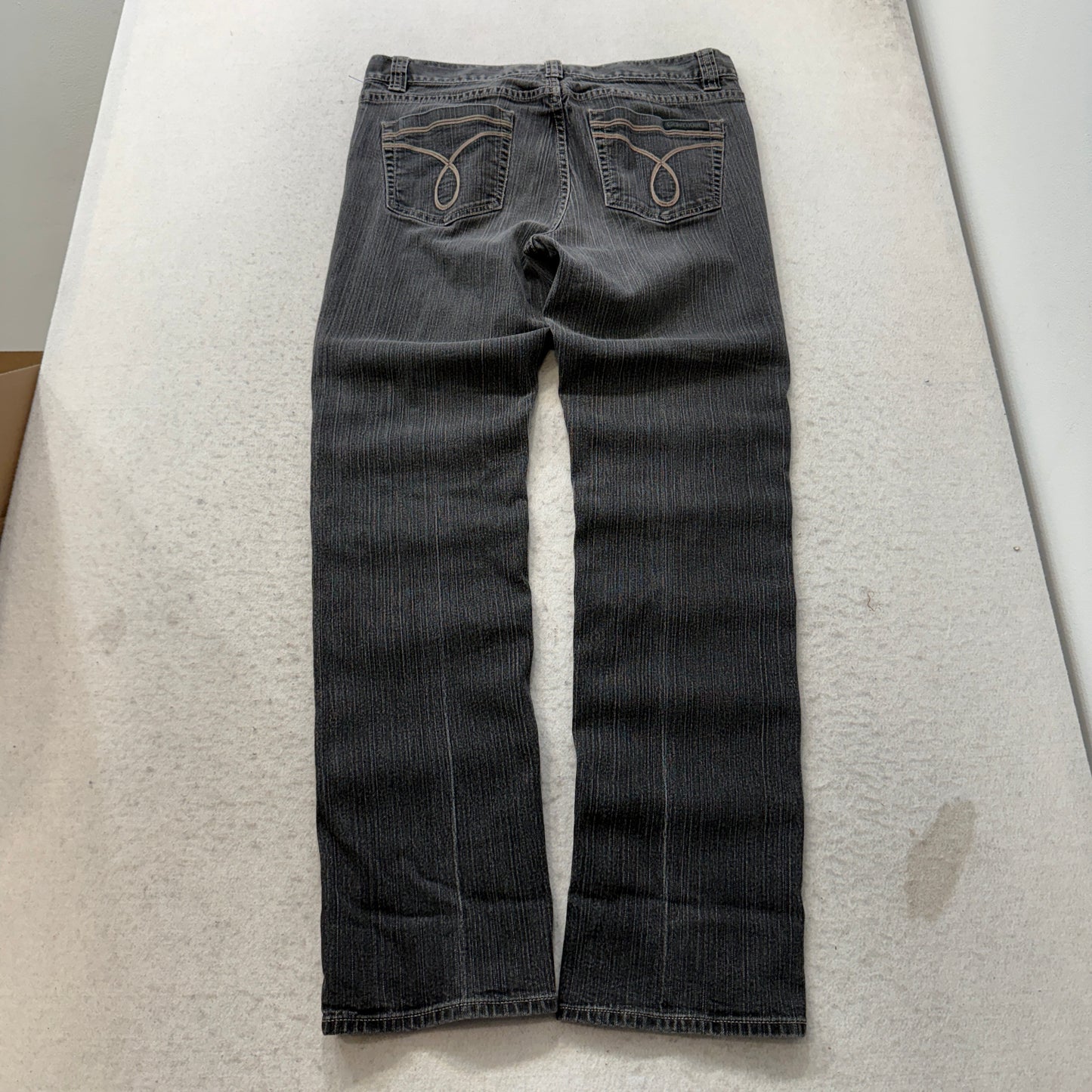 Calvin Klein Women's Black Straight Leg Denim Jeans Zip-Fly Pockets Size 31/12