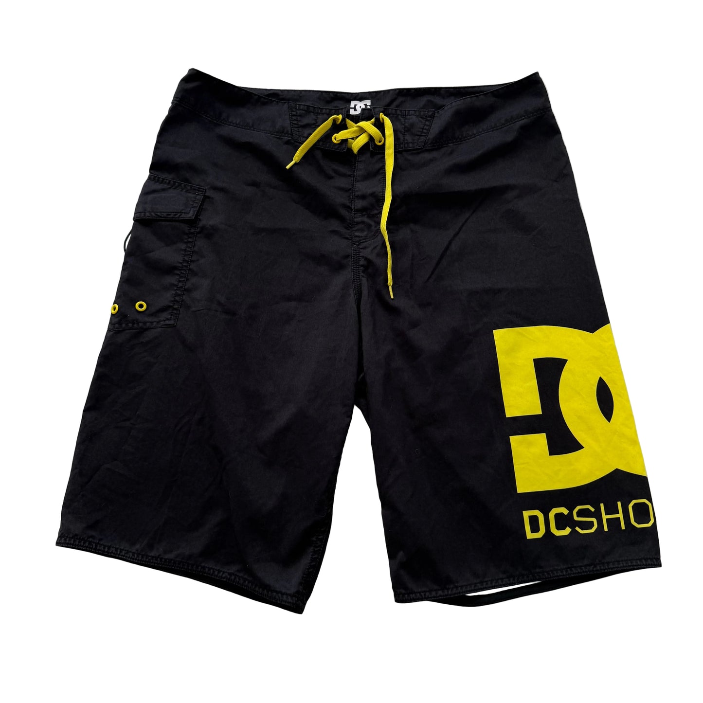 DC Shoes Men's Black Cotton Board Shorts Cargo Pockets Graphic Logo Y2K Size 34